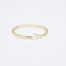 Moon Dangle CZ Stone Gold Ring